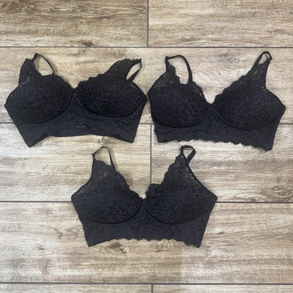 Maidenform Women's 38D Black Lace Wireless Convertible Bralette DM1188 Lot of 3